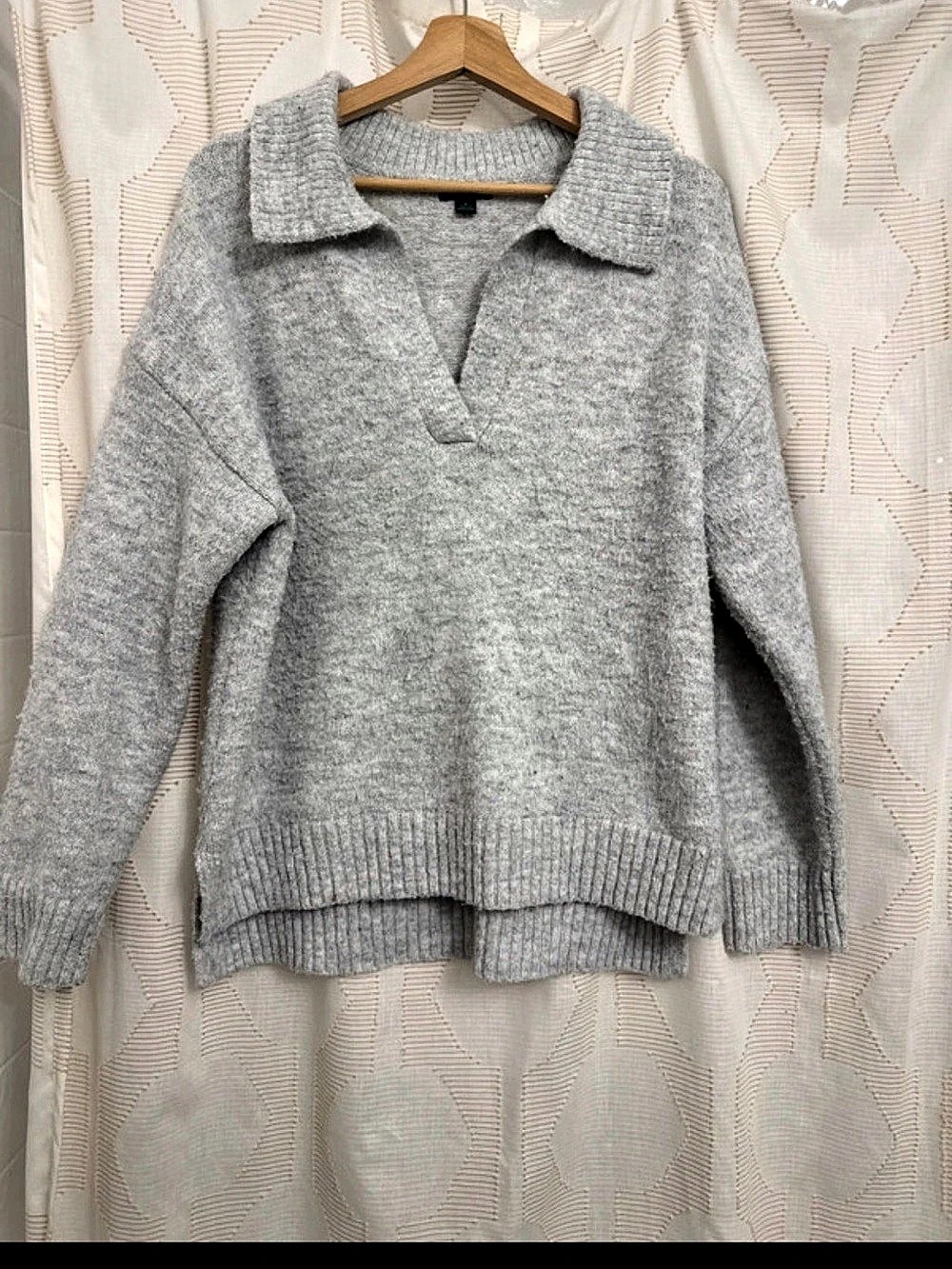 Wild Fable Polo Collar Pullover Sweater Gray Medium